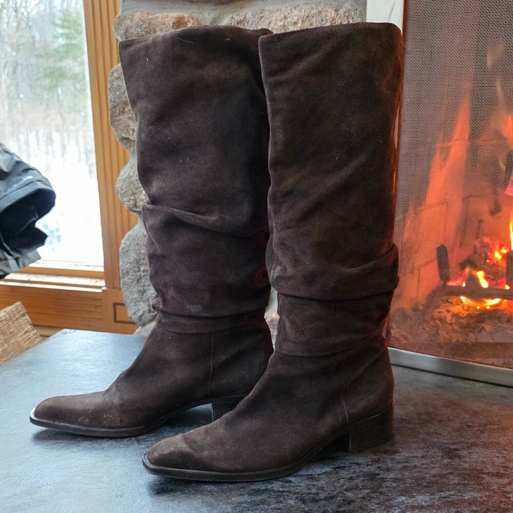 Aquatalia Brown Suede High Quality Slouch Boots Size 8